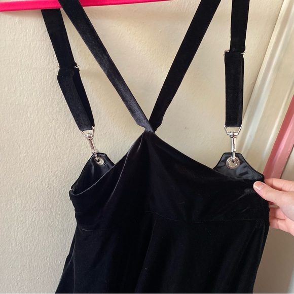 Opening Ceremony x Esprit Black Velvet Pinafore Skater Skirt w Suspender Straps - Picture 4 of 7